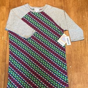 Lularoe Sloan size 14 green & purple body w/solid gray sleeves brand new w/tags